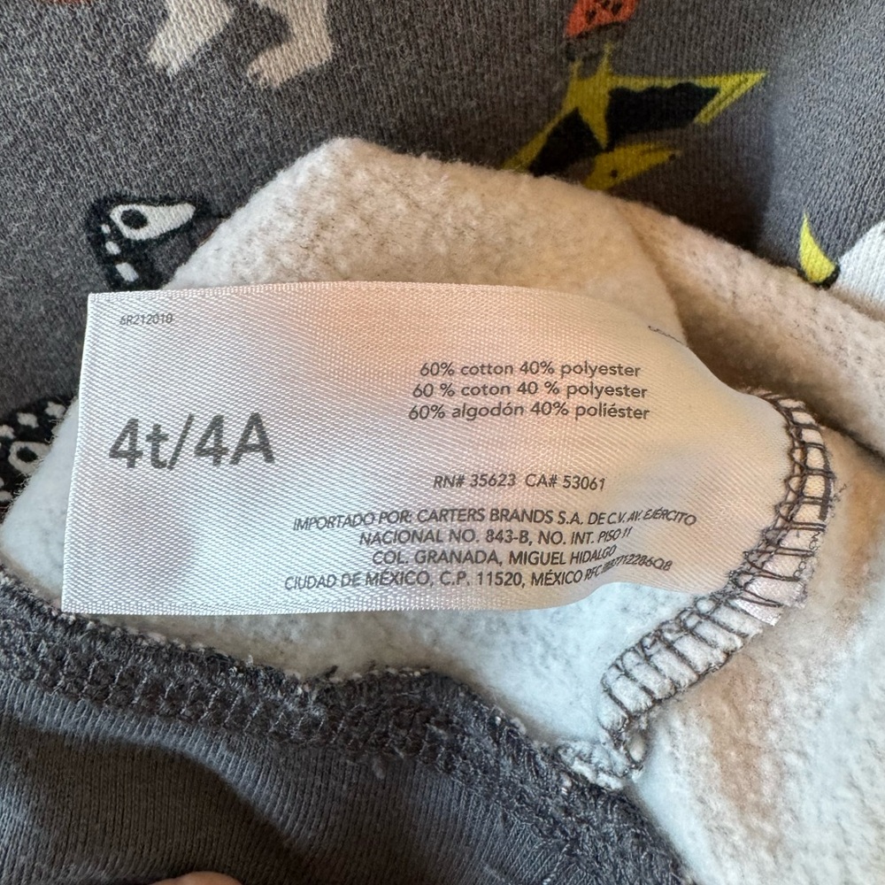 Carter’s Dinosaur Print Gray Kids Sweatshirt 4T Halloween - Picture 5 of 5